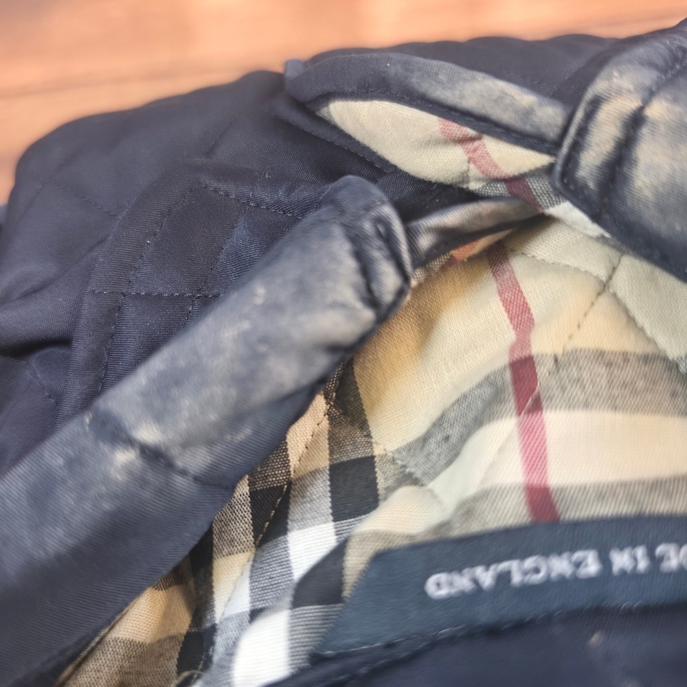 Burberry Quilted Jacket Womens XL Navy Blue Good Nova Check Lining Made England - Picture 10 of 10